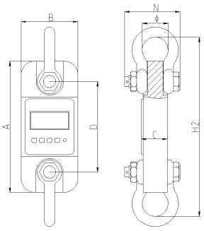 GWD200 Crane Measurement Load Cell Sensors Digital Dynamometer Tension Meter