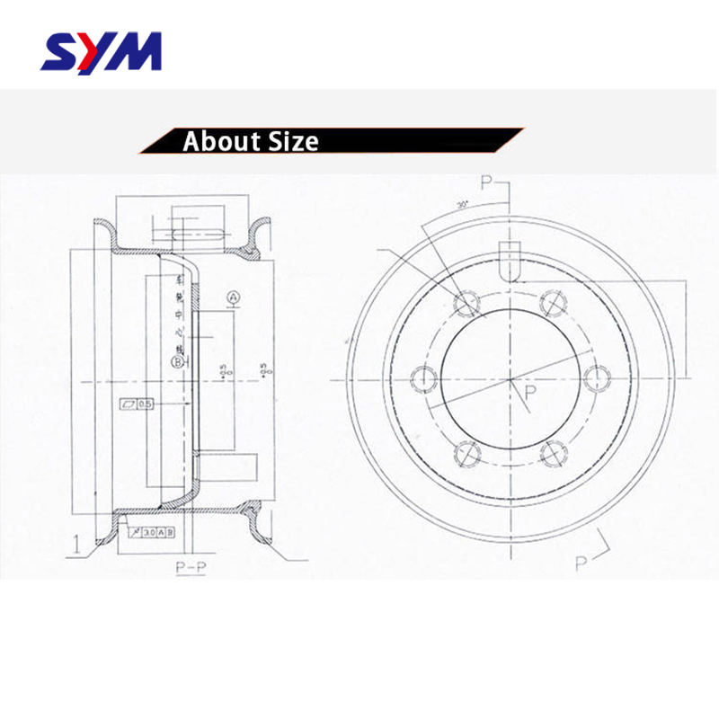 Dimensions of 28x9-15 forklift wheel rim