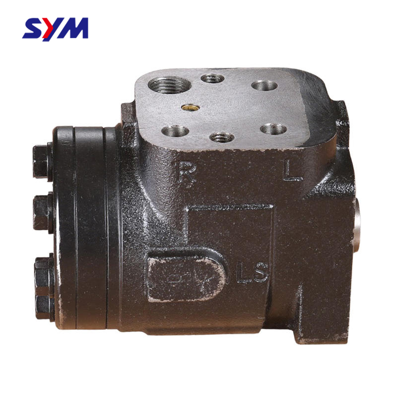 Side view of forklift steering component